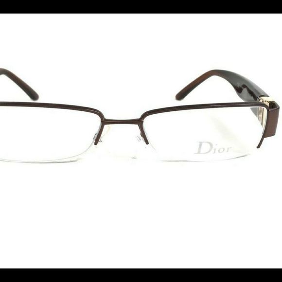 Christian Dior CD3703 AQO Eyeglasses Frames Brown Gold D Logo Half Rim 51-16-135 - Picture 1 of 8